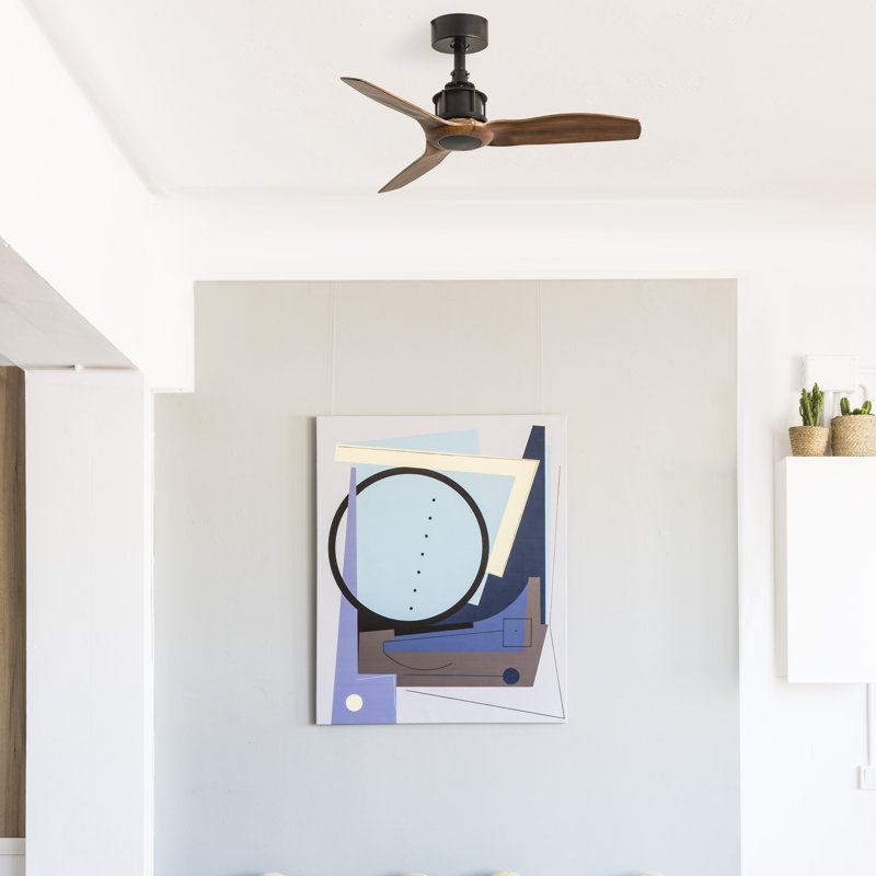 Alvia 81cm Ceiling Fan, Black with Brown Blades