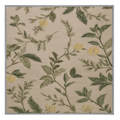 Tapis gris botanique lavable à la machine