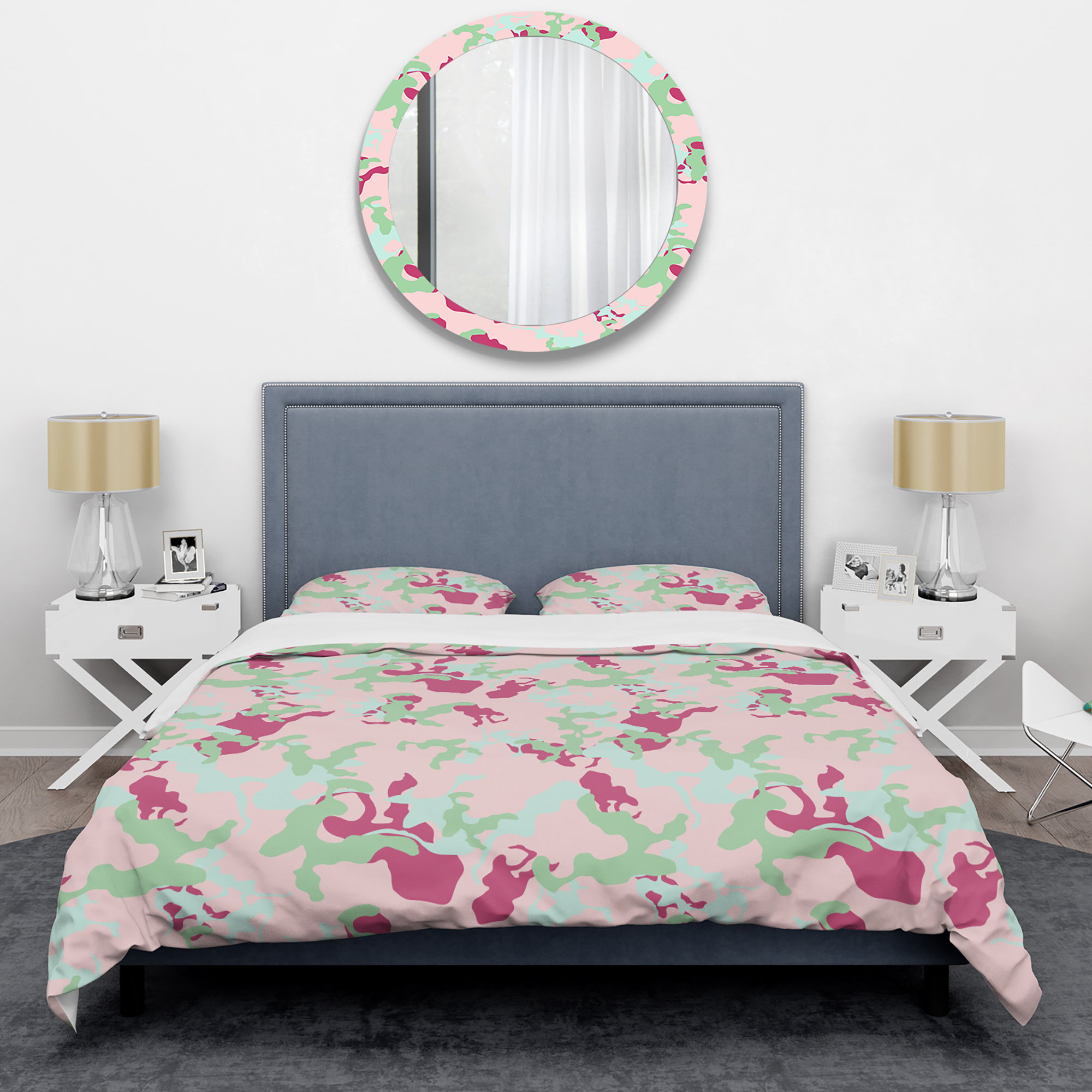 Design Art Pink/Green Microfiber 3 Piece Duvet Cover Set Wayfair
