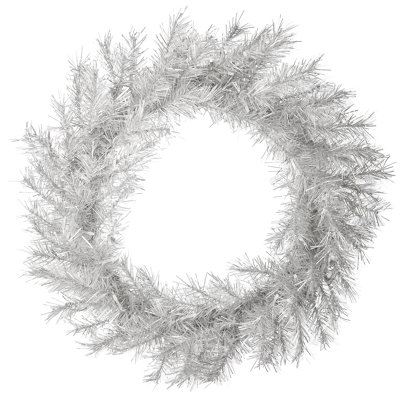 24" Pre-Lit Crystal Silver Metallic Wreath