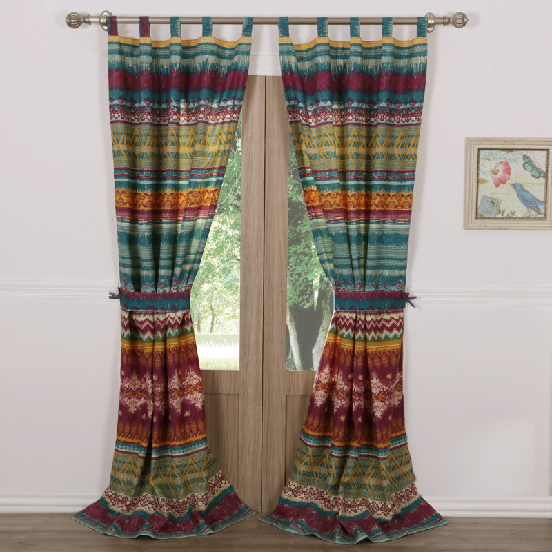 Southwest Tribal Multicolor Polyester Light-Filtering Tab Top Window Panels