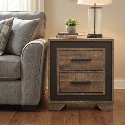 Table de chevet à 2 tiroirs, table de chevet avec tiroirs coulissants pour le rangement de la chambre à coucher