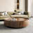 Walnut Round Coffee Table with Hidden Storage Drawers,No Assembly Required-1931234603