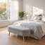 Banc de rangement avec repose-pieds ovale avec revêtement en tissu plissé, pieds en bois d'hévéa et compartiment de rangement caché - repose-pieds polyvalent, sièges supplémentaires et décoration de salon-446963526-446963643