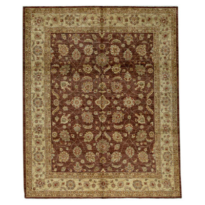 Tapis oriental en laine noué à la main brun / beige