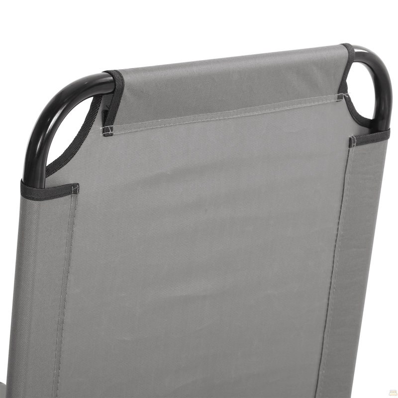 Chaises longues 2 pièces pour chaises longues pliantes, chaises de bronzage d'extérieur avec dossier inclinable à 5 niveaux, structure en acier