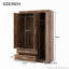 Armoire à trois portes avec tiroirs et tringles de suspension