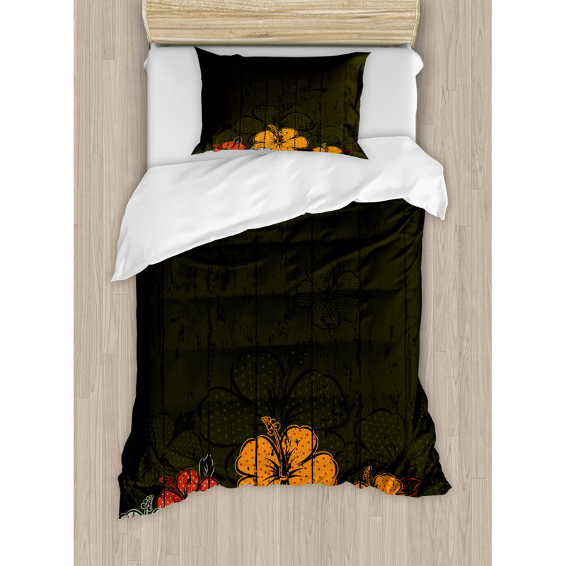 Coastal Floral Duvet Cover, Twin Duvet Cover + 1 Pillow Sham