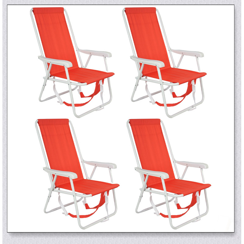 Chaise de plage à dos pour adultes avec capacité de 300 lb, structure en aluminium inclinable légère et sangles d'épaule rembourrées