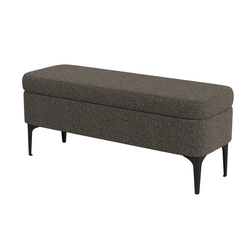 Ameelya Upholstered Storage Bench, Dark Brown