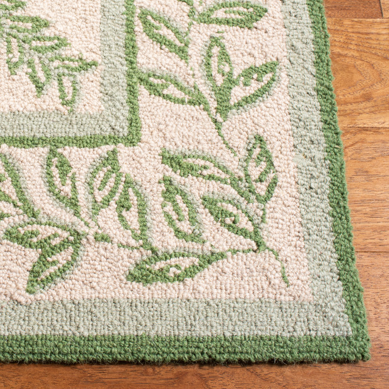 Jonsson Hand Hooked Wool Pile Geometric Rug, Rectangle 5'3" x 8'3"