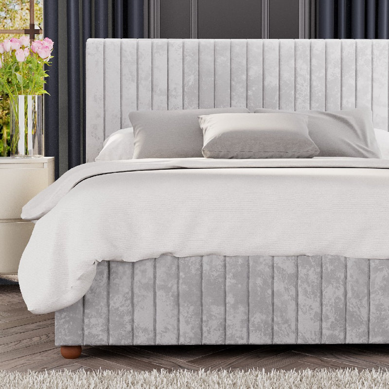 Upholstered Ottoman Bed, Silver, Small Double (4')