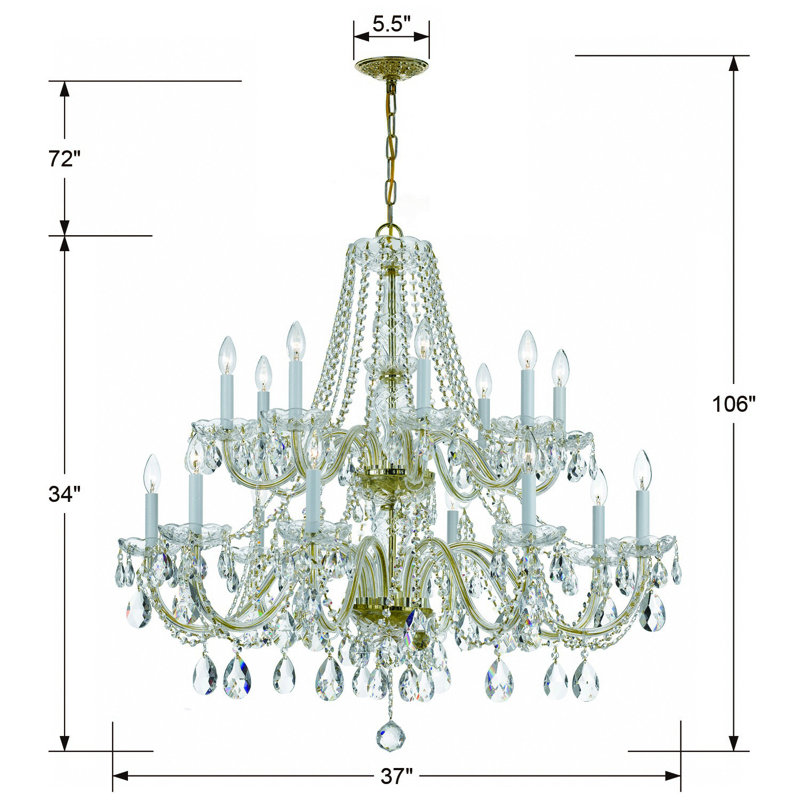 Wehr 16 - Light Chandelier, Swarovski Strass, Polished Brass