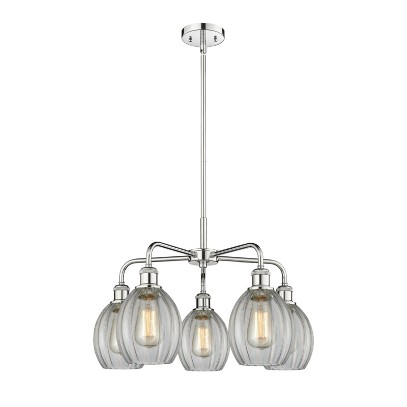 Lustre sphérique à 5 lumières Lelystad, Transparent, Chrome poli