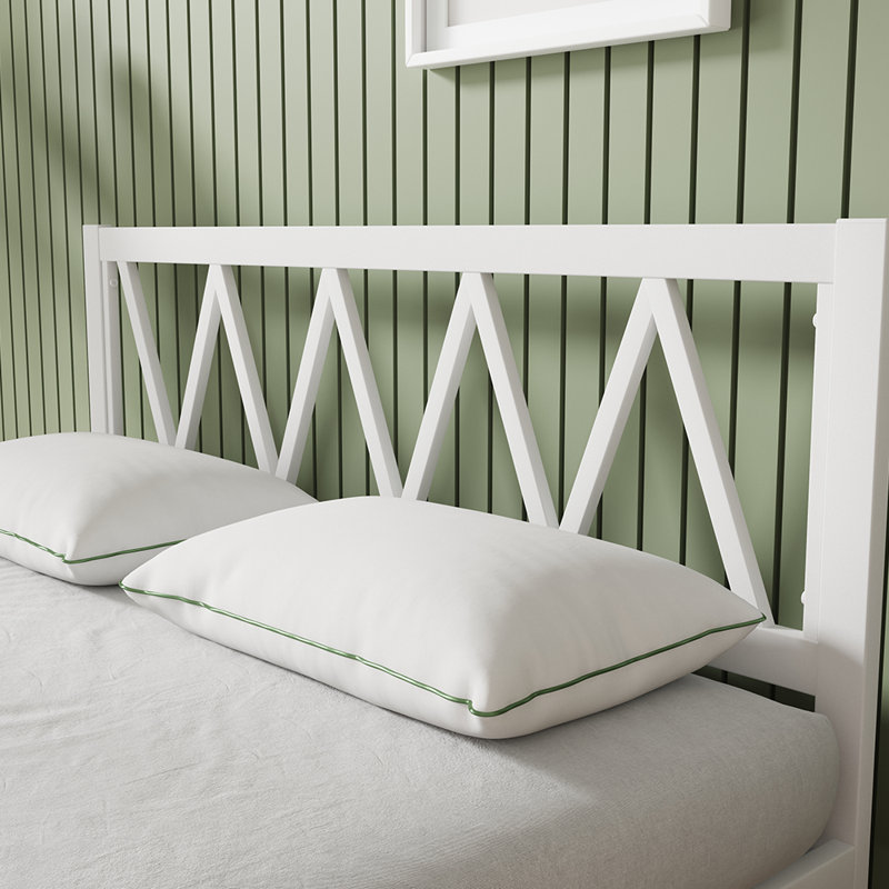 38" Metal Platform Bed Frame with Headboard, White, Full