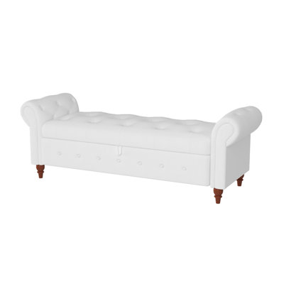 Bench with button tufted seat and armrest