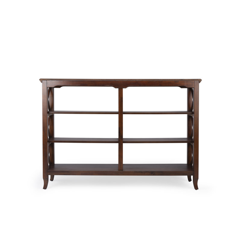 Brown Rubberwood and Birch Veneer Console Bookcase