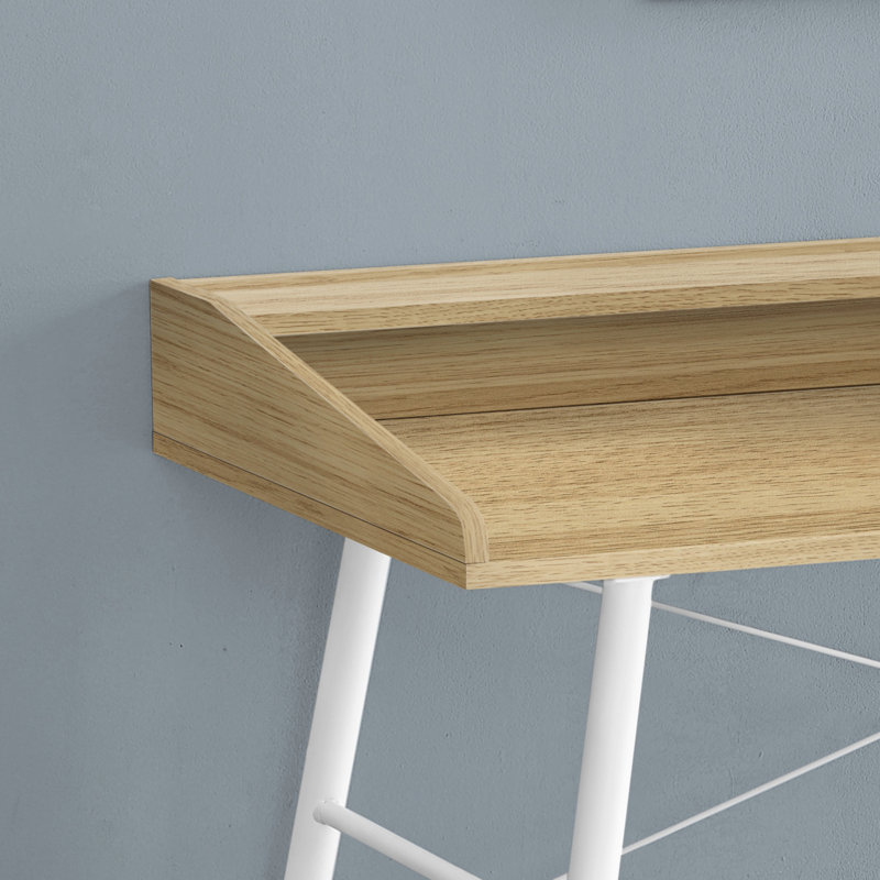 Computer Desk, Home Office, Laptop, Storage Shelves, 48"L, Work, Laminate, Metal, Contemporary, Modern, Natural, White