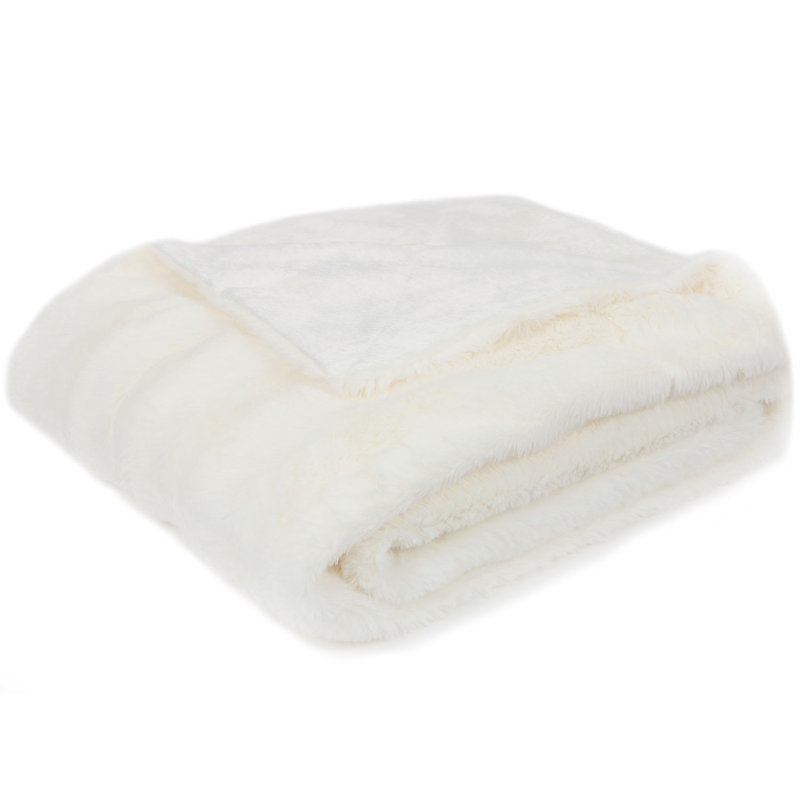  Jeté en fausse fourrure douce, Blanc, L 40 po x L 50 po