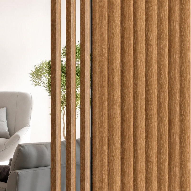 Cloison de séparation pivotante en lattes de bois de 242 cm x 11,4 cm, avec intimité réglable, idéale pour le salon, le bureau et les espaces ouverts.