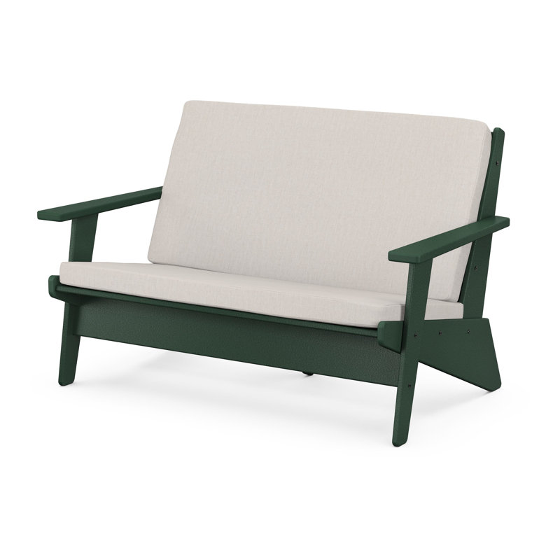 Riviera Modern Lounge Loveseat, Natural, Green