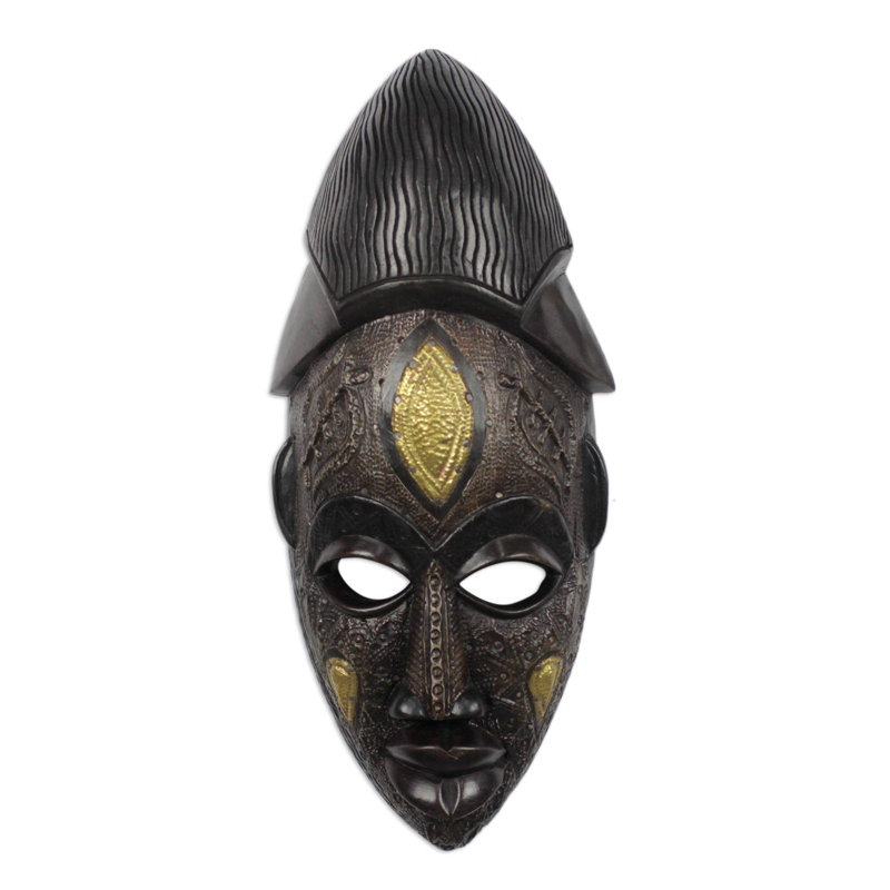 Décoration murale à masque en bois africain odwira