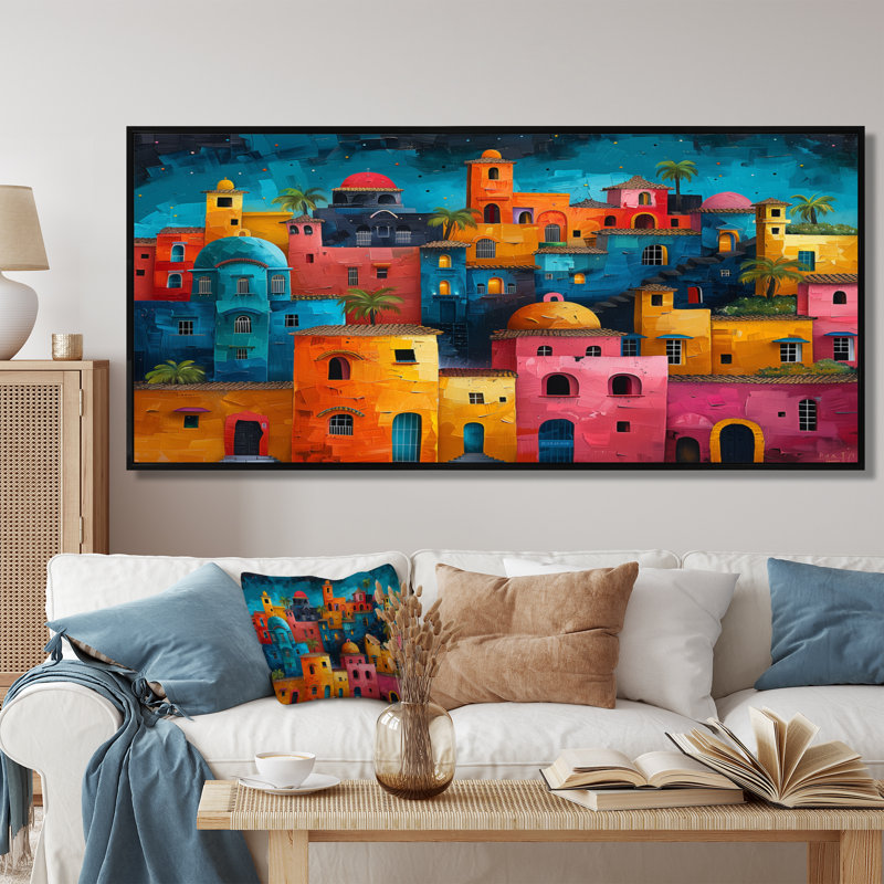 Leclerc - salon d'art mural City Buildings, Toile avec cadre flottant noir, H 28 po x l 60 po x P 1,5 po