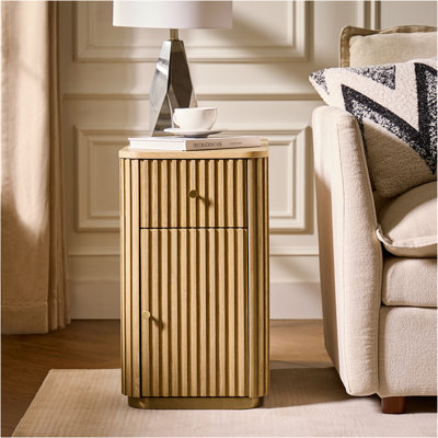 Henderson Modern Fluted End Table with Built-In Charging Station by Canora Grey