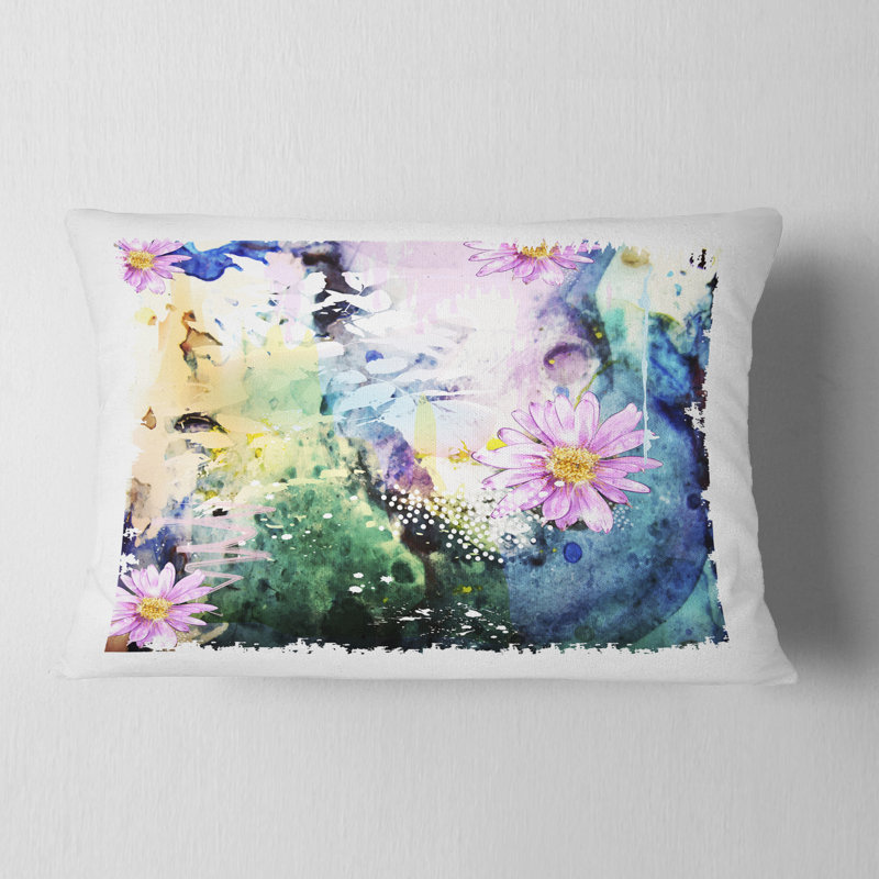 Coussin lombaire abstrait d’art floral