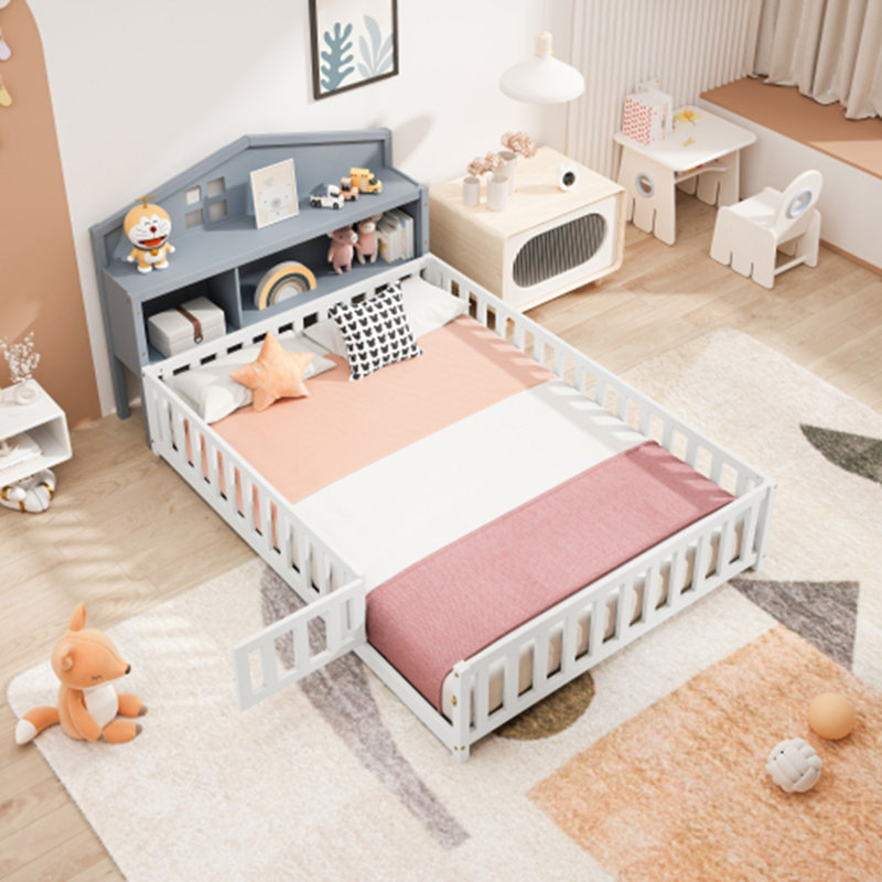 Headboard Storage Cabinet for Full-size Montessori Floor Bed , Freely collocation, Grey