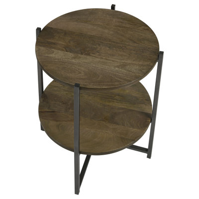 Axel Round Accent Table With Open Shelf Natural