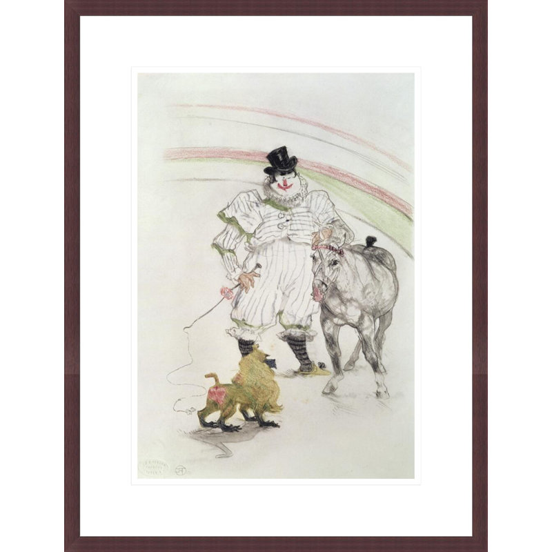 Au cirque: cheval et singe performant par Henri de Toulouse-Lautrec - Impression Giclée encadrée, H 21,75 po x l 16,67 po