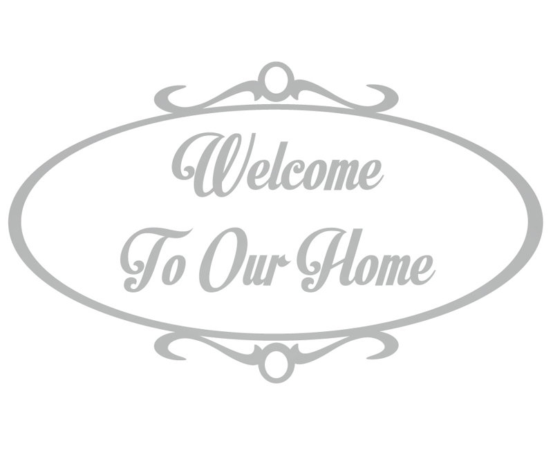 Décalcomanie murale welcome to home, H 36 po x l 60 po x P 0,01 po, Argent