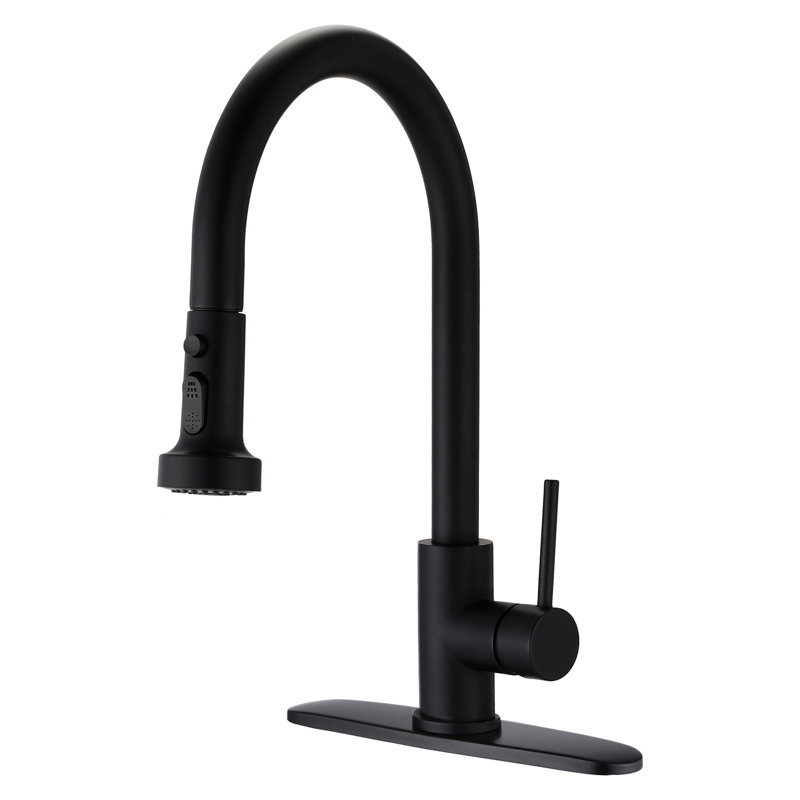 Matte Black Pull Down Kitchen Faucet With Stainless Steel Construction, Soap Dispenser, Scratch & Rust , 360 Swivel Spout, 1.8Gpm Flow Spray And Scratchproof Rustproof, Rotatable