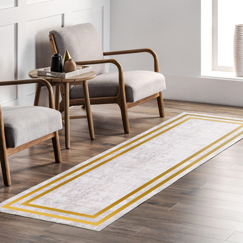 Tapis rectangulaire Yaresli avec envers antidérapant, Tapis de couloir 4 pi x 8 pi 3 po