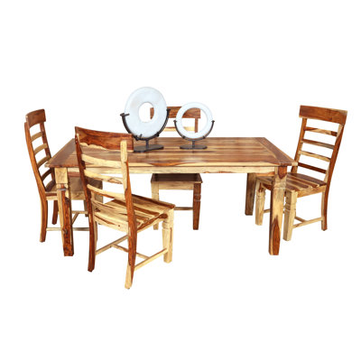 Traci 37 " Extendable Sheesham Rectangular Solid Wood Top with Solid Wood Base Dining Table