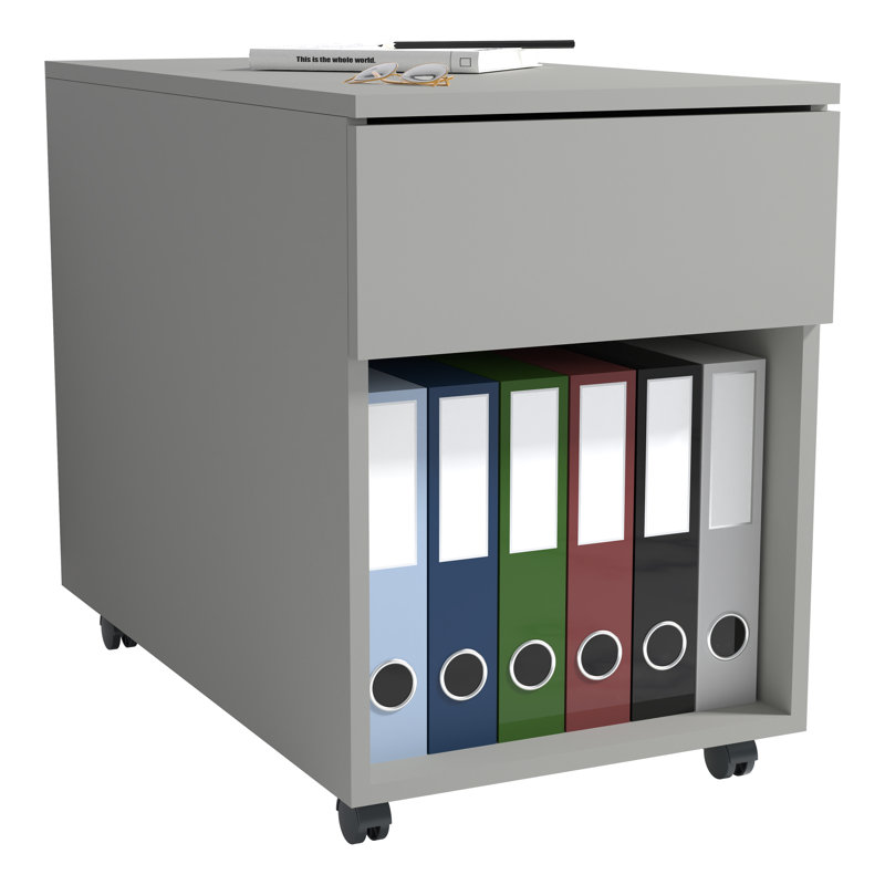 Remedios 39cm Wide File Cabinet, 70cm H x 39cm W x 55cm D, Grey/Brown/Blue
