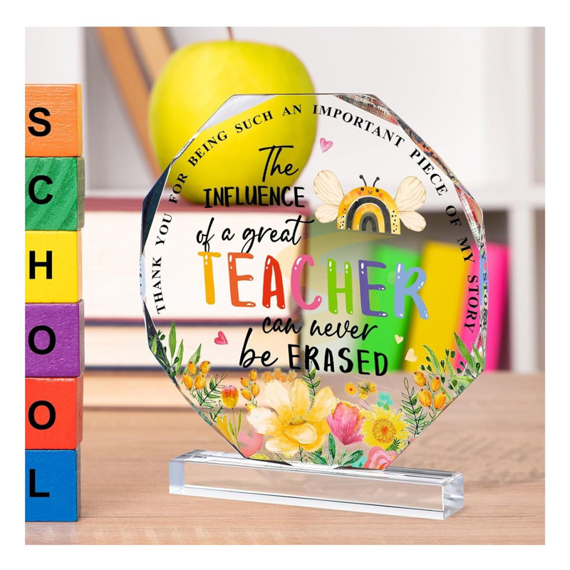 Great Teacher Octagon Crystal Paperweight