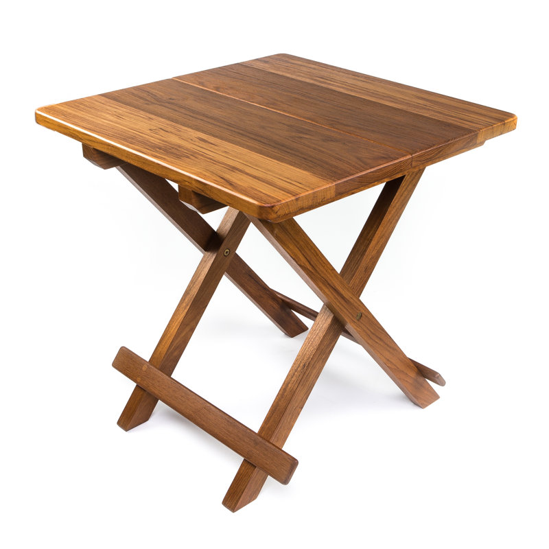 White Teak Fold-Away Patio Table with Solid Top