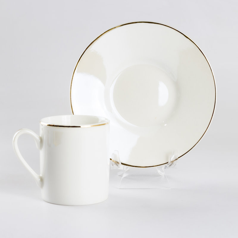 Porcelain Espresso Cup and Saucer, White/Black