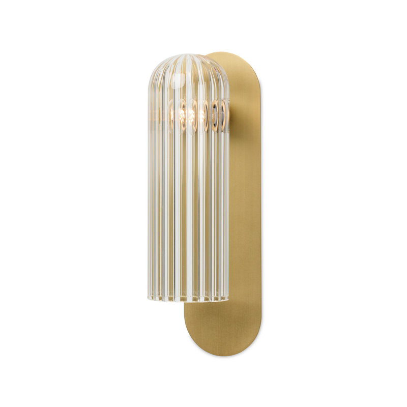 Odyssey Solid Brass Armed Sconce, Burnished Brass, 15" H x 4.25" W x 5.5" D