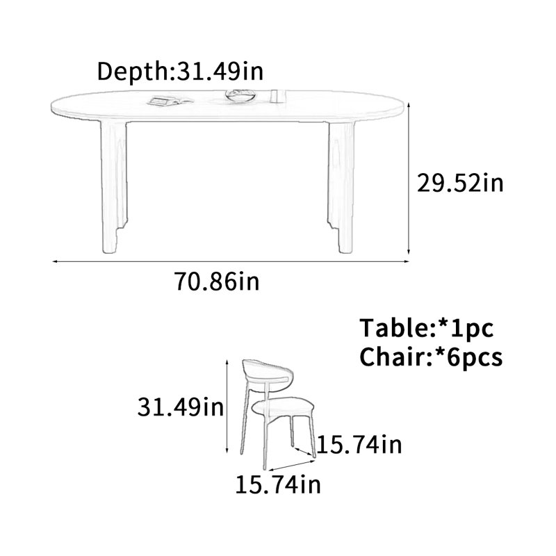Cream Style Arcades Dining Table, 29.52"H x 70.86"L x 31.49"W