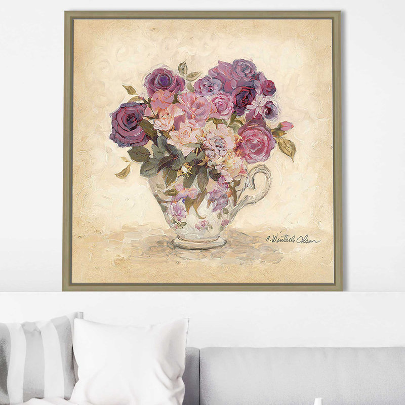 " Petite Bouquet II ", Champagne Floater Frame, 31.5" H x 31.5" W x 2" D