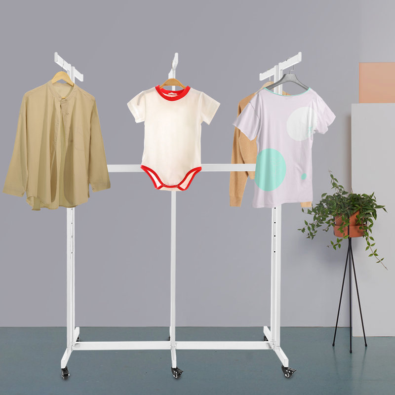 Porte-vêtements avec roulettes, Blanc / Blanc