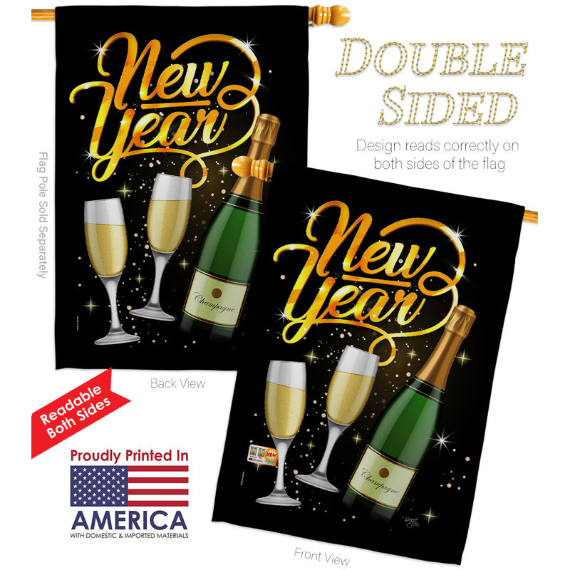 Ensemble de drapeaux en polyester 40 x 28 po Cheers to Happy New Year