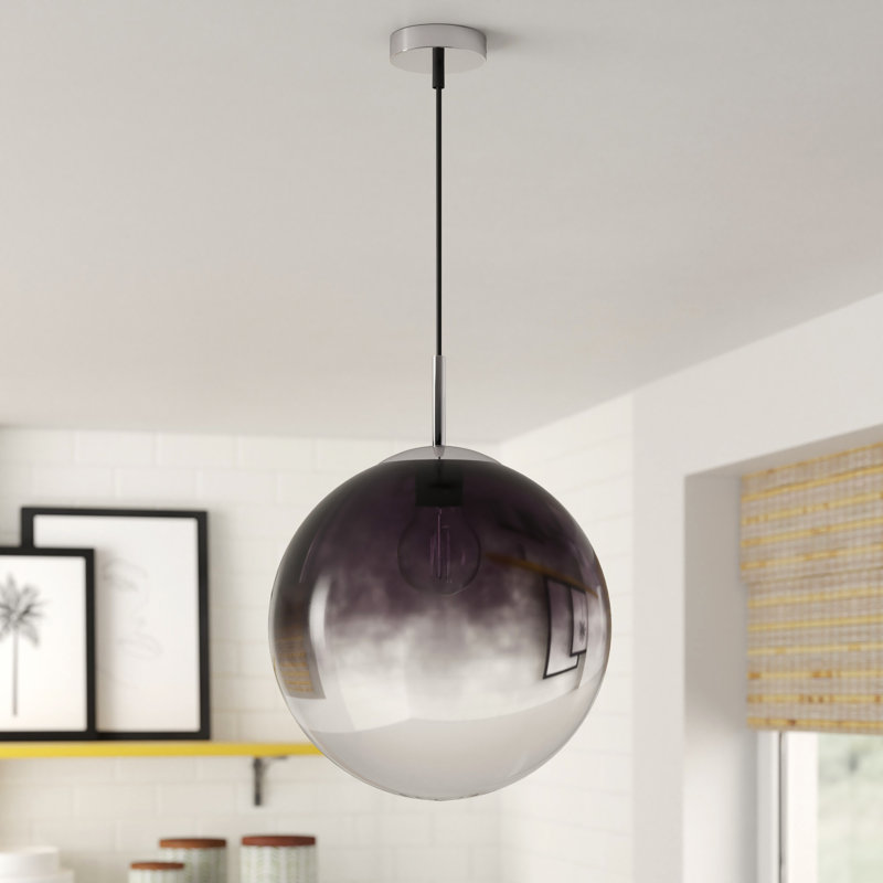 Saundra 1 - Light Silver Sphere Pendant, 120cm H x 25cm W x 25cm D
