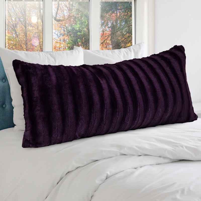  Rectangular Faux Fur Pillow Cover & Insert, Purple