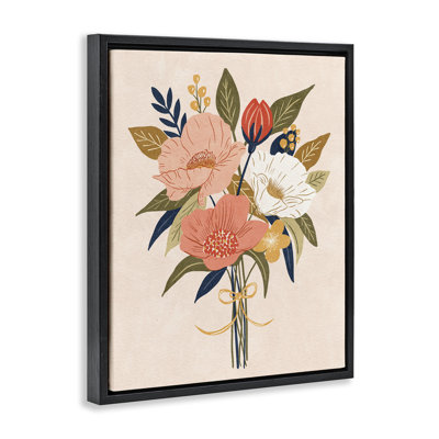Peach Floral Bouquet  Floater Canvas Wall Art, design by Lisa Nohren