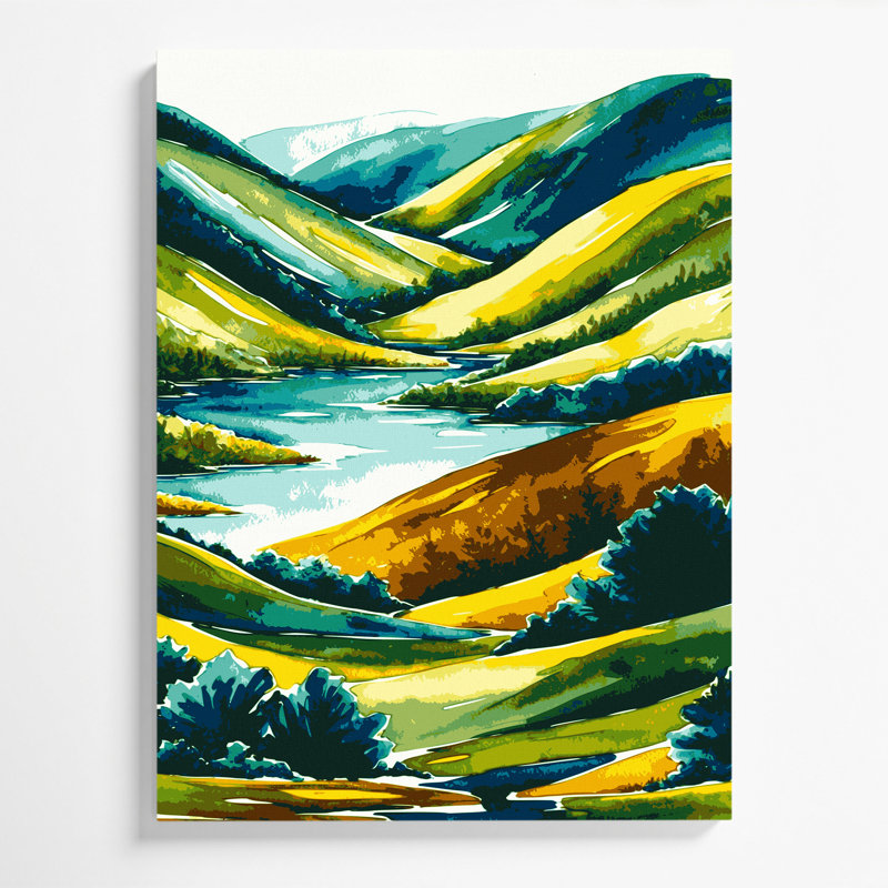 «Watercolor Landscape 11 Green», art mural sur toile, H 11 po x l 14 po