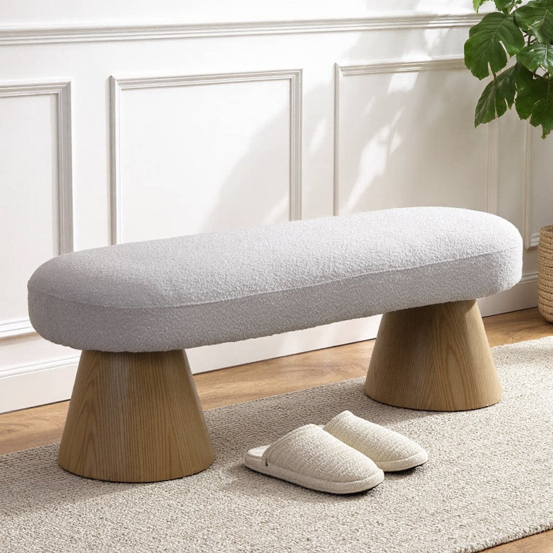 Banc de salle à manger pour la salle à manger, banc de chambre à coucher tapissé à l'extrémité du lit, repose-pieds Boucle pour le salon, pieds en bois avec tabouret de 64 po et capacité de poids de 300 lb